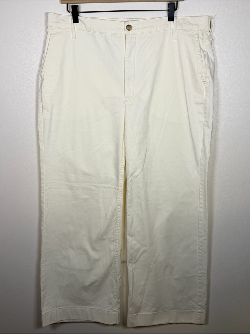 J. Crew Women’s Wide Leg Chino Trouser Pants Size 33 Cream Off White Preppy - Picture 2 of 7